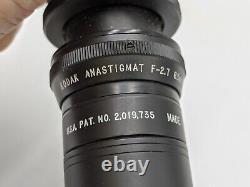 Vintage Kodak Cine Anastigmat F-2.7 63mm Movie Film Camera Lens Black USA